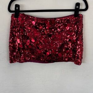 Red Sequin Mini Skirt - Glam Party Style